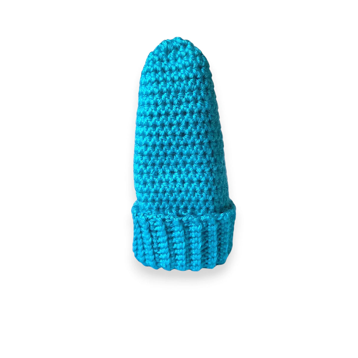 Handmade teal crochet beanie with ribbed cuff, cozy winter hat for everyday comfort