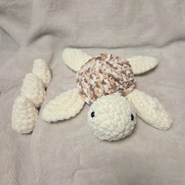 Handmade crochet turtle plush with cozy texture, perfect for comfort and creativity