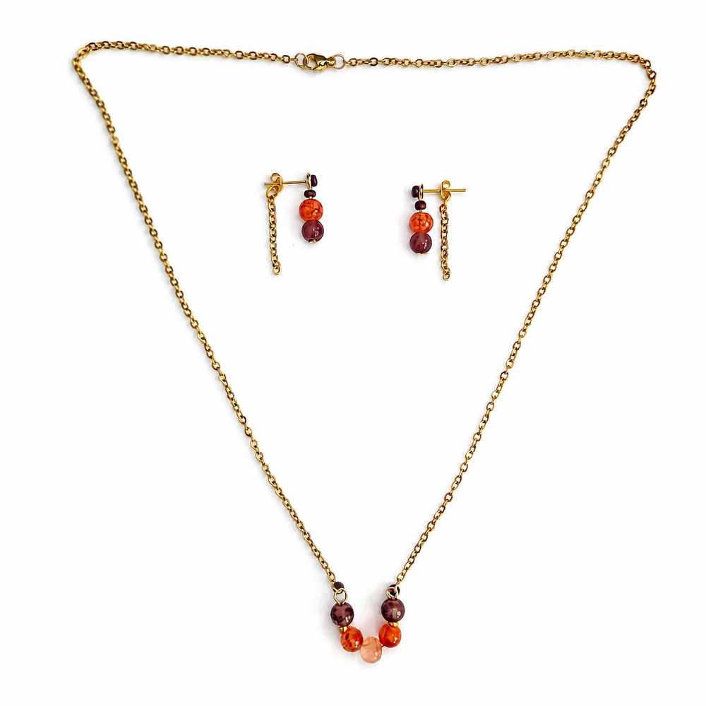 Ember Glow Jewelry Set (Sterling Silver Chain)
