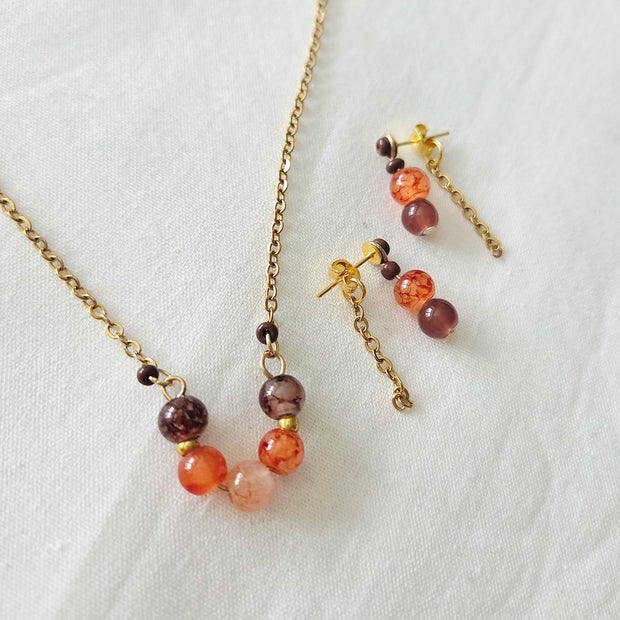 Ember Glow Jewelry Set (Sterling Silver Chain)