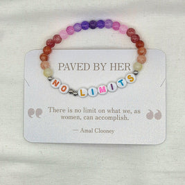 No Limits beaded bracelet with colorful stones and inspirational quote card for women's empowerment
