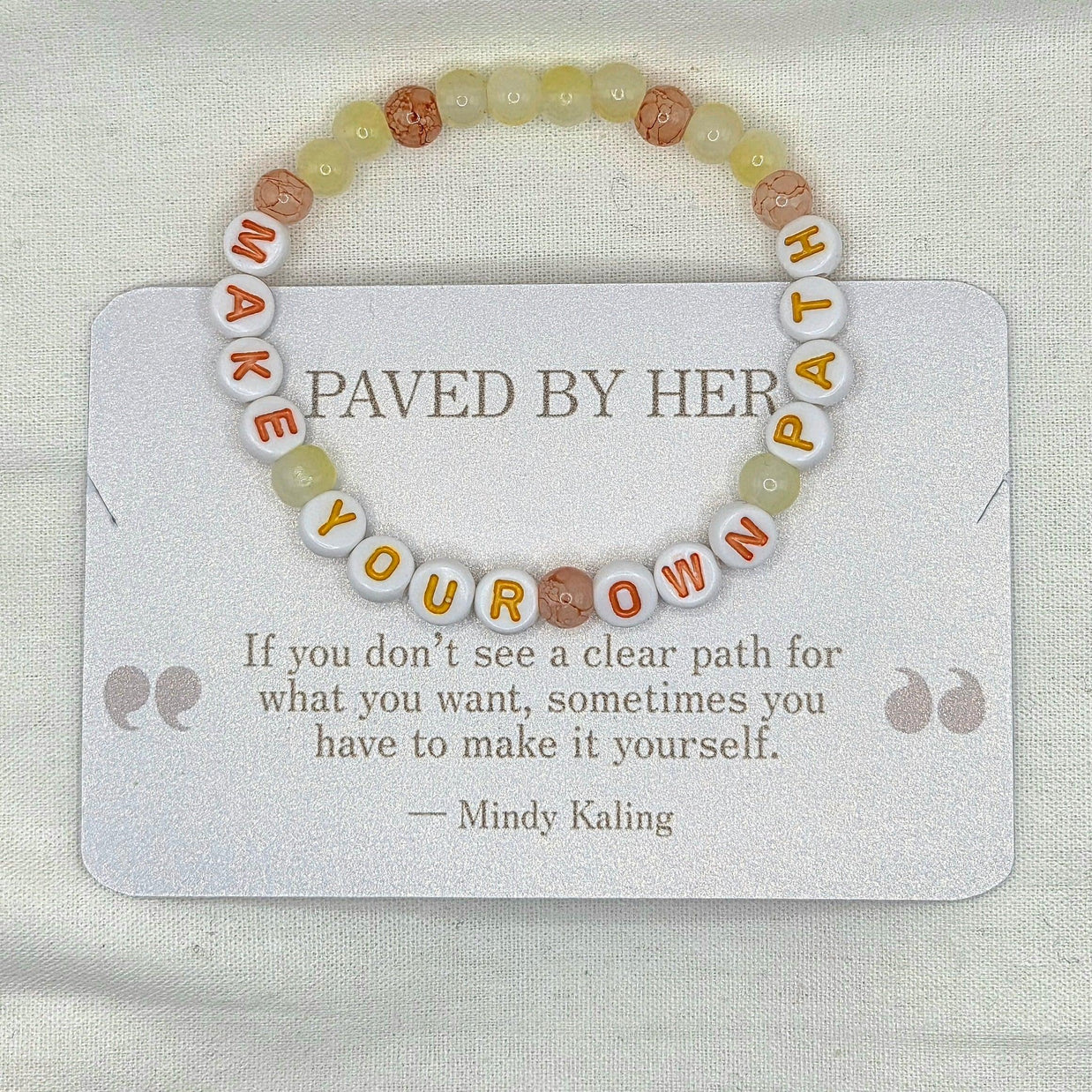 Make Your Own Path beaded bracelet with inspirational quote card, handmade motivational jewelry